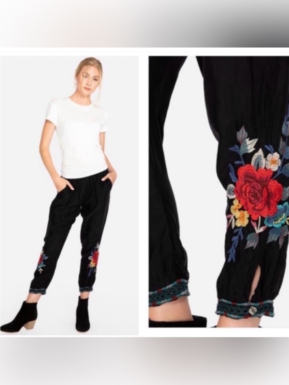 johnny was silk VICKI floral JOGGER PANT (sold to me as S but I think M)